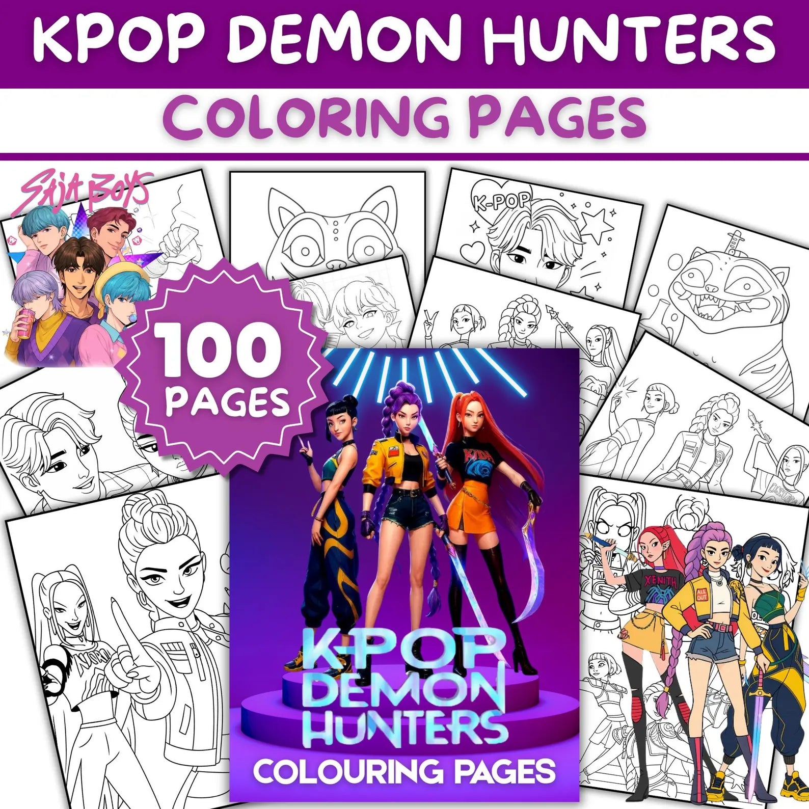 100 pages à colorier Kpop Demon Hunters