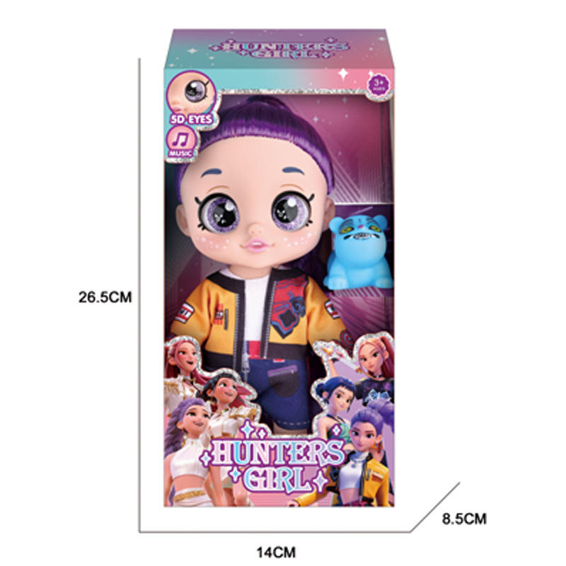 K-Pop Demon Hunters 10-Inch Figures with 5D Eyes, 5-Point Articulated PVC Dolls with Interactive Music Theme Song