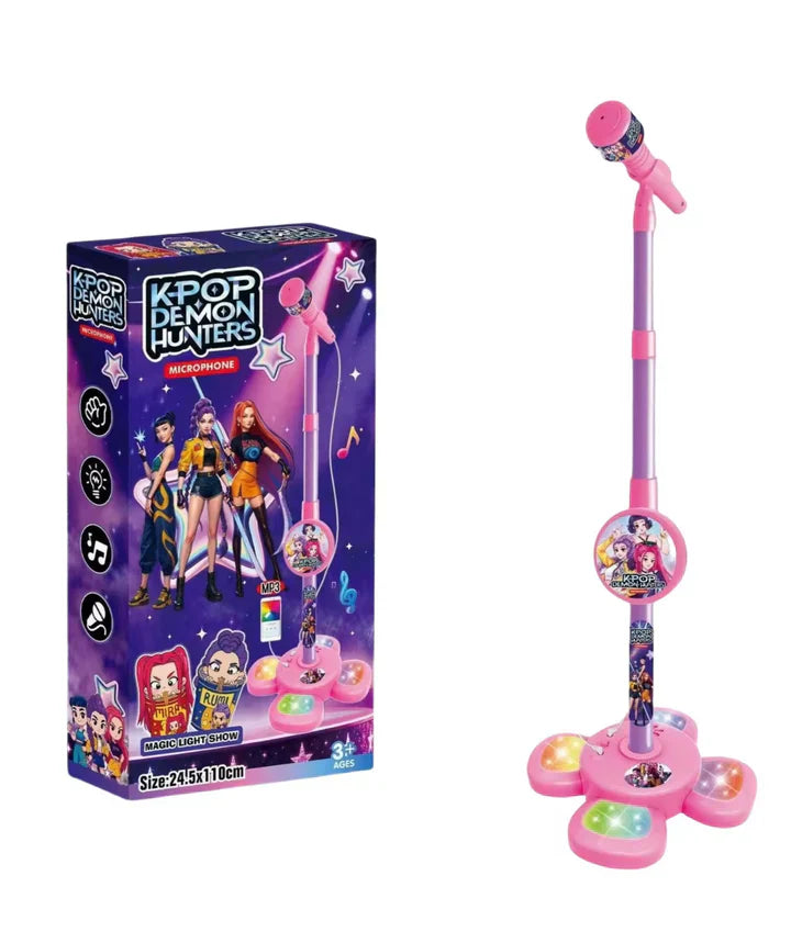 Microphone de karaoké K-Pop Demon Hunters – Jouet de chant en plastique avec lumières et sons