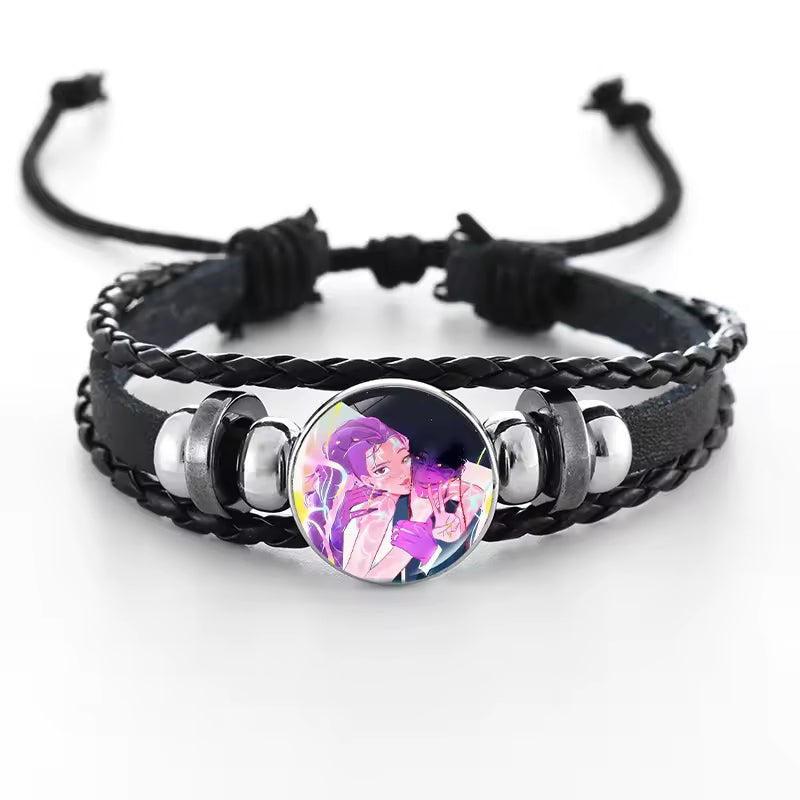 Braided Chain Bracelet with Adjustable Drawstring for Kids, Anime Fashion Accessory, Gift   Length: 18 cm   Design: Beaded Bracelet