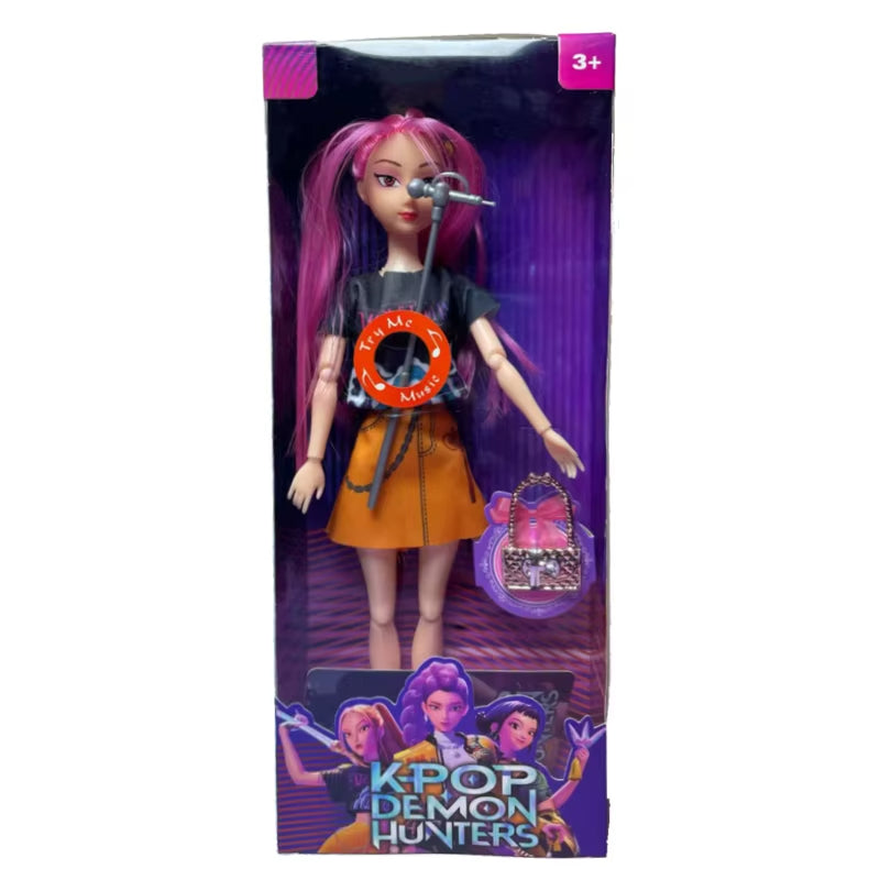 Kpop Demon Hunters Poupée de groupe de filles articulée LED colorées, musique, chanson, accessoires à thème