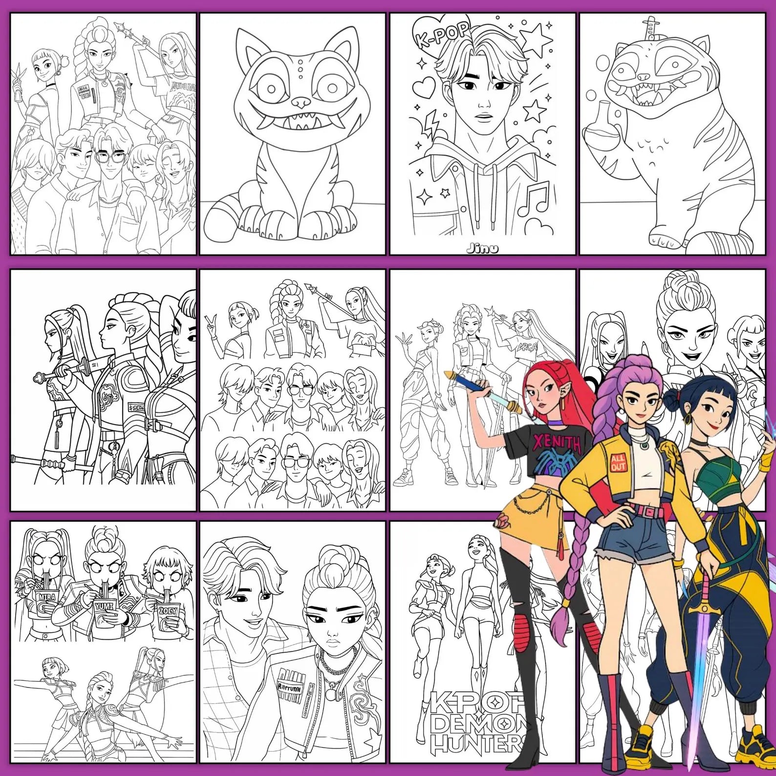 livre à colorier Kpop Demon Hunters